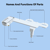 Toilet Bidet Ultra Slim Toilet Seat Attachment Non-Electric Self-Cleaning Hygienic Nozzle Adjustable