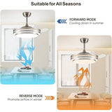 42 Inch Fandelier Ceiling Fan with Light Retractable Ceiling Fan with Lights for Bedroom