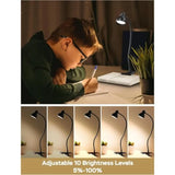 Clip on Light Reading Light for Bed 3 Color Modes 10 Dimmable Brightness Eye Care Clamp Desk Lamp 360° Flexible Desk Book Light
