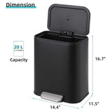 Kitchen Trash Can Stainless Steel Step on Garbage Bin with Soft Closing Lid Removable