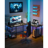 Reversible L Shaped Desk with Large Surface 69 Inch Sturdy Corner Desk with Storage Shelves