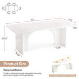 Tribesigns Modern White Dining Table for 4-6 People, 63" Large Rectangle Kitchen Table