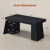 Modern Executive Desk with Power Outlets & Storage Cabinet