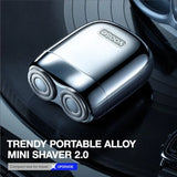 yoose Grooming Bundle: Mini Shaver Silver and Nose Hair Trimmer Yellow Alloy Portable