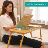 Lap Desk for Bed, Sofa, Floor Bamboo, Black Adjustable Height Angle