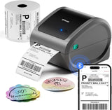 Bluetooth Shipping Label Printer with 1 Roll Labels - D520BT Thermal Label Printer