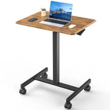 JHK Mobile Small Standing Desk Portable Computer Desk Laptop Height Adjustable Table Sitting Workstation Lockable Wheels