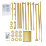 Gold 3-Tier Clothing Rack Wall Mounted Industrial Pipe Garment Rack Heavy Duty Metal Garment Frame