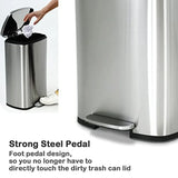 Trash Can, Brushed Stainless Steel Kitchen Trash Can with Soft-close Lid