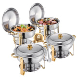 SucceBuy 4 Pack Chafing Dish Buffet Set Stainless Steel Chafer w/4 Full Size Pan