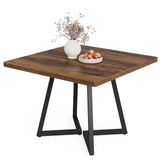 Tribesigns Square Dining Table for 4, 31.5" Industrial Dinner Table with Metal Base