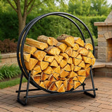41-Inch Firewood Rack, 400lbs Capacity, Rust-Resistant Steel, Black Wood Storage