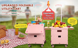 55L Foldable Utility Cart Folding Shopping Cart with Magnetic Lid Telescopic Handle Wear-Resistant