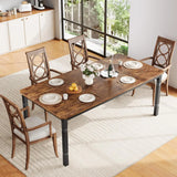 78.7" Farmhouse Dining Table for 6-8 People - Rustic Industrial Kitchen Table with Sturdy Metal Frame