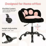 Vanity Chair with Cat Paw Back,Armless Desk Chair Cute Small Office Chair with Wheels Adjustable Height