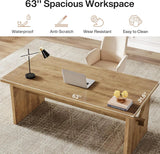 Executive Office Desk, 63-Inch Farmhouse Computer Desk, Large Writing Study Conference Table