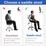 Saddle Chair with Back Support | Rolling Adjustable Esthetician Chair with Wheels | Heavy-Duty Massage Stool