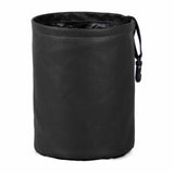 Black PU Leather Foldable Car Trash Bin With Hanging Clip And Waterproof