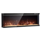 50 Inch Three-Sided Glass Wall Mounted Recessed Fire Place With Remote