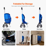 Stair Climbing Cart Foldable Shopping Cart 36L With 6 Wheels Storage Bag