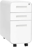 Stockpile Slim 3-Drawer Mobile File Cabinet with Lock - Under Desk Metal Filing Cabinet