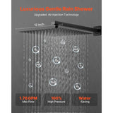 Shower Faucet Set, Rainfall Bathroom Shower System with 12-Inch Square Rain Shower Head and Handheld Spray, Wall Mounted Bath Fixtures with Brass