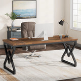 Tribesigns 63" Large Industrial Executive Desk with Extra Thickened Tabletop & Metal Frame