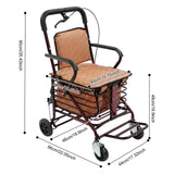 Foldable Shopping Cart with Seat, Rolling Walker with Brakes for Senior, Foldable Shopping Cart