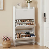 Wooden Shoe Storage Organizer with 3 Flip Drawers for Entryway, Hallway