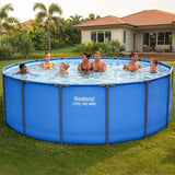 15' x 48 Round Above Ground Swimming Pool, Outdoor Metal Frame, Blue