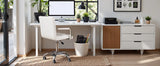 Furmax Mid-Back Office Task Chair Ribbed PU Leather Executive Chair Modern Adjustable