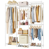 4 Hanging Spaces Portable Clothes Rack and Storage System with Hanging Rods