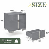 Nightstand Set of 2, Modern End Table with Drawers, High Gloss UV Finish