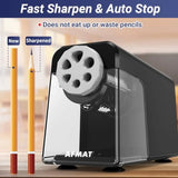 Electric Pencil Sharpener Heavy Duty 6 Holes 2 Pack Blue + Black