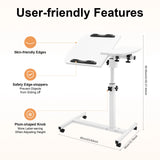 White Mobile Lift Computer Folding Desk Study Table Height Adjustable Computer Desk Lap Bed Tray Bed Desk Work Furniture