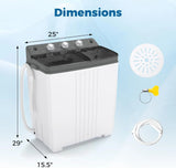 Portable Twin Tub Washing Machine for Apartment, Dorm, RV - 20 Lbs Capacity, Drain Pump