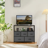 TV Stand Multilayer Shoe Rack Space Saving Cabinet With 5 Fabric Drawers