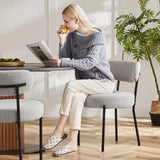 JHK Ergonomic Round Dining Chairs Set of 2 Plush Fabric Kitchen Chairs with Curved Backres