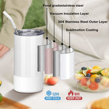 12/24 Pack 12oz Sublimation Tumblers,With Straw Cap Flat Bottom Blank Cup for DIY Heat