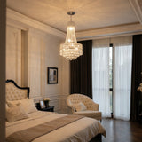 Modern Chrome Silver Crystal Chandelier, Round Dimmable Dining Table