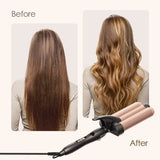 3 Barrel Curling Iron Wand 1.25 Inch Ceramic Tourmaline Triple Barrels Temperature Adjustable Portable