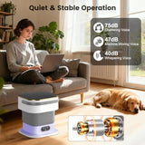 Portable 15L Mini Washing Machine with Spin Basket 3 Modes for Apartments Dorms Camping Foldable Gray