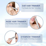 Nose Hair Trimmer for Men Women 2in1 Facial Hair Removal Trimmer Metal Body Rechargeable Waterproof Portable Nose Ear