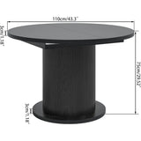 Adjustable 43.3-59 Inch Round Conference Table for 4-6 People, Modern Design with Wooden