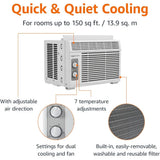 5000-BTU Window Air Conditioner with Quiet Operation, Up to 150 Sqf,