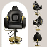 Commercial Barber Chair Reclining & 360° Swivel, Heavy Duty Hydraulic S