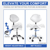 Saddle Chair with Back Support | Rolling Adjustable Esthetician Chair with Wheels | Heavy-Duty Massage Stool