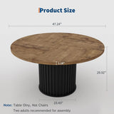 47" Round Dining Table for 4-6 People, Dining Room Table with Sturdy Waveform Metal