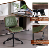 Armless Desk Chair, PU Leather Office Chair, Ergonomic Computer Task Chair