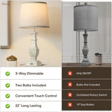 Dimmable Table Lamps Set of 2, Rustic Farmhouse Table Lamps for Living Room